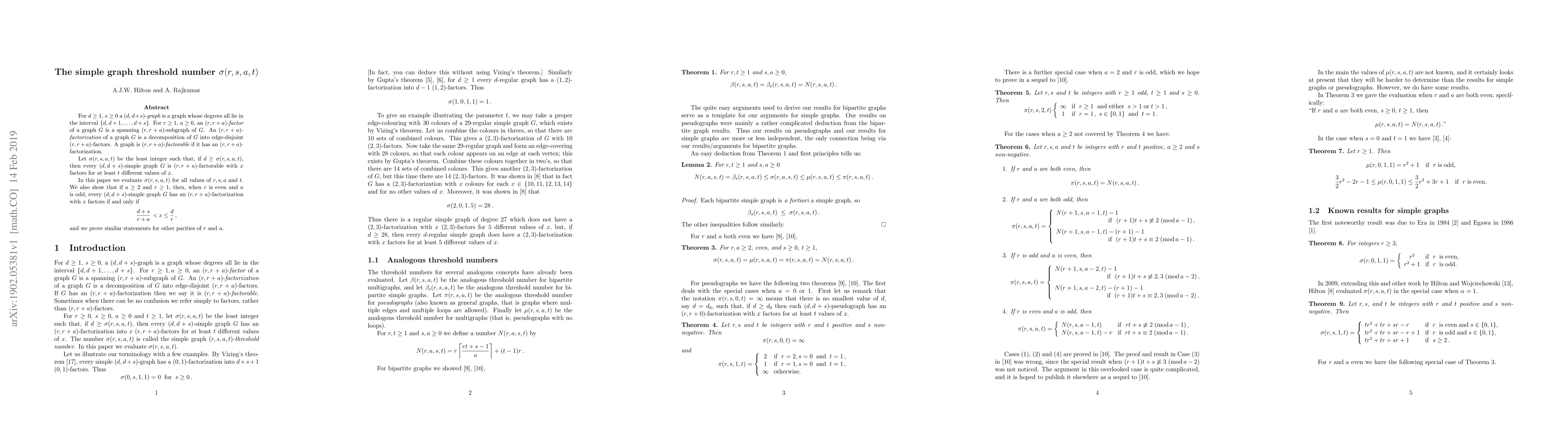 Thumbnail for The simple graph threshold number $\sigma(r,s,a,t)$