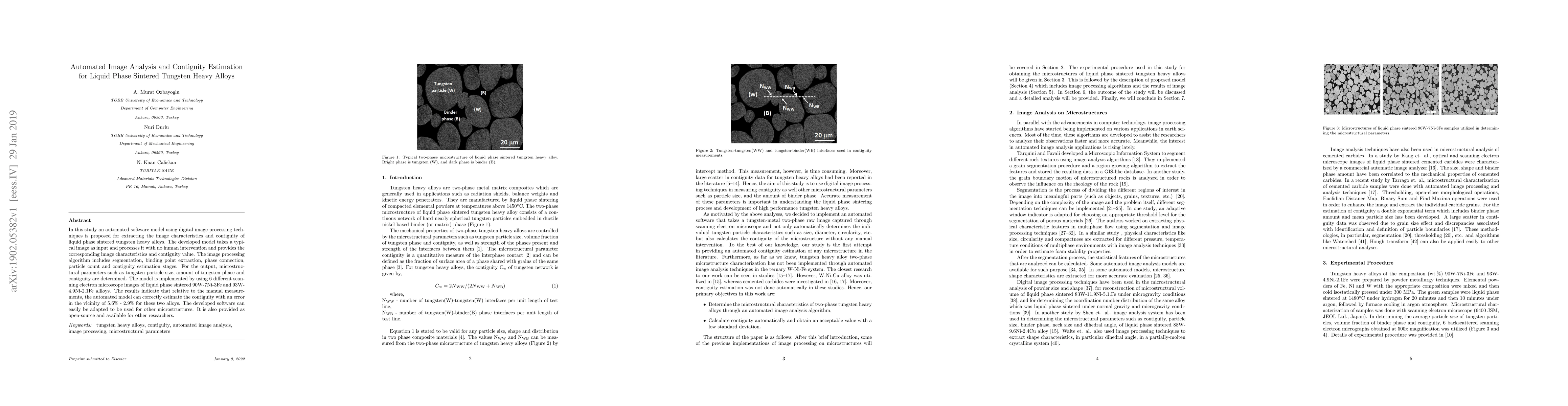 Thumbnail for Automated Image Analysis and Contiguity Estimation for Liquid Phase
  Sintered Tungsten Heavy Alloys