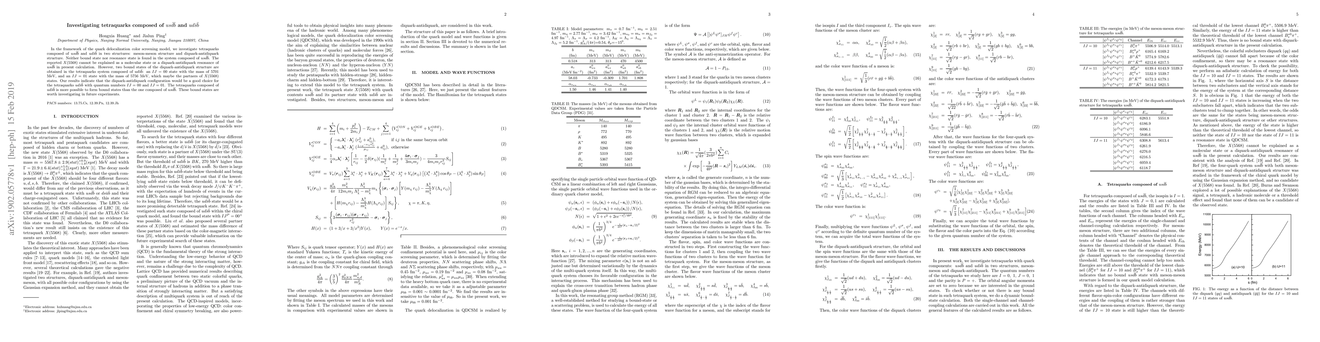 Thumbnail for Investigating tetraquarks composed of $us\bar{d}\bar{b}$ and
  $ud\bar{s}\bar{b}$