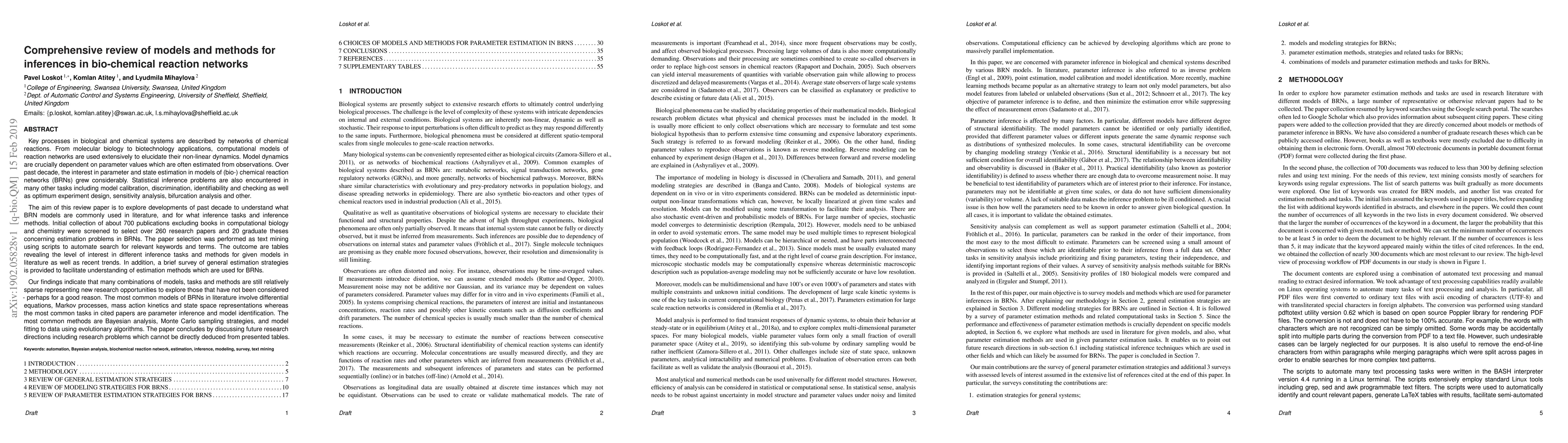 Thumbnail for Comprehensive review of models and methods for inferences in
  bio-chemical reaction networks