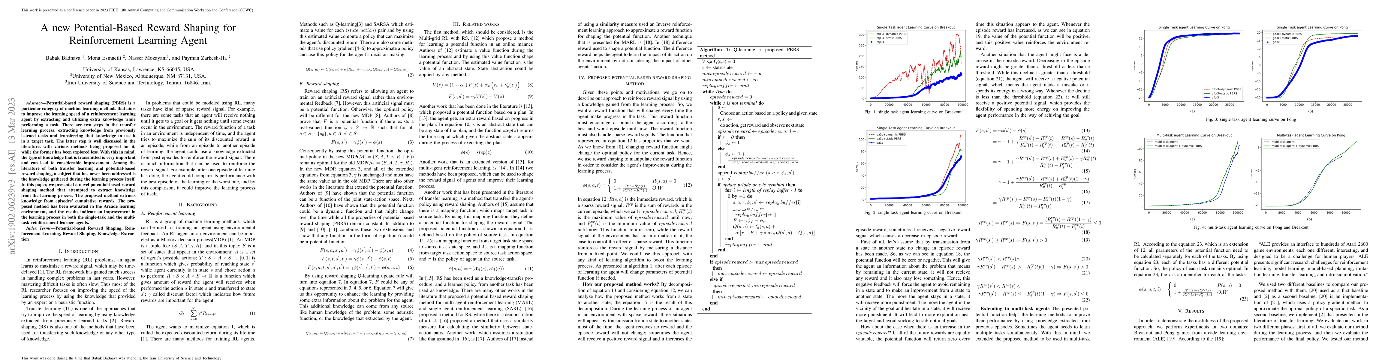 Thumbnail for A new Potential-Based Reward Shaping for Reinforcement Learning Agent