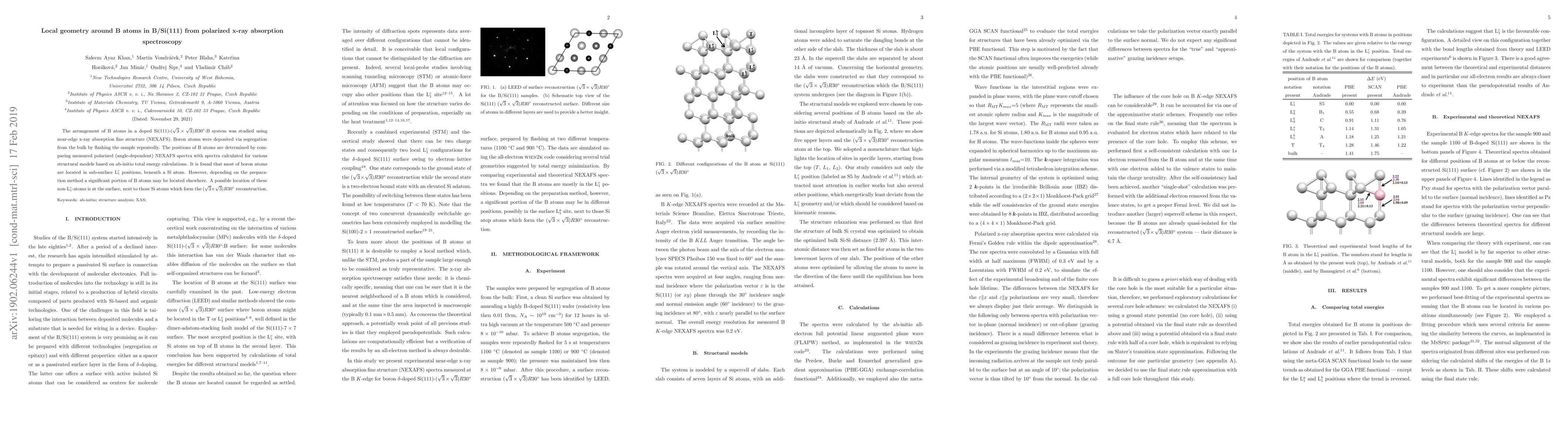 Thumbnail for Local geometry around B atoms in B/Si(111) from polarized x-ray
  absorption spectroscopy