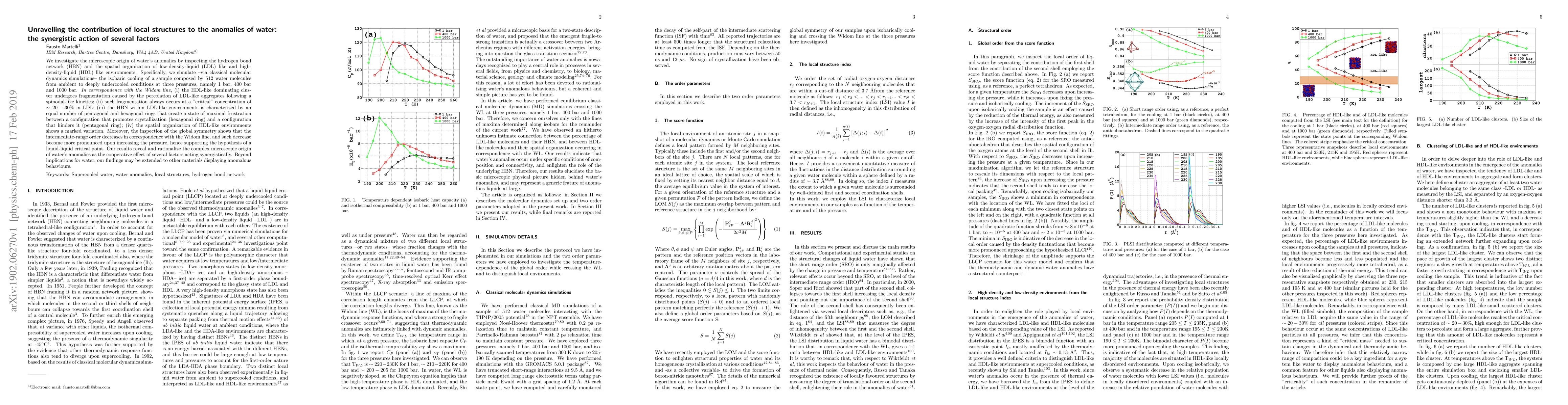 Thumbnail for Unravelling the contribution of local structures to the anomalies of
  water: the synergistic action of several factors