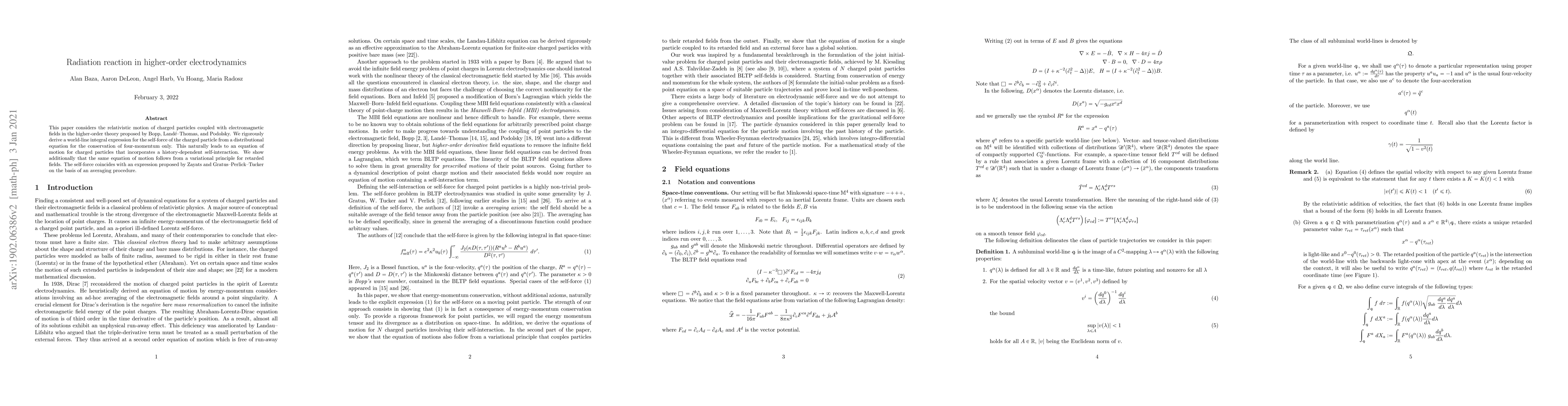 Thumbnail for Radiation reaction in higher-order electrodynamics