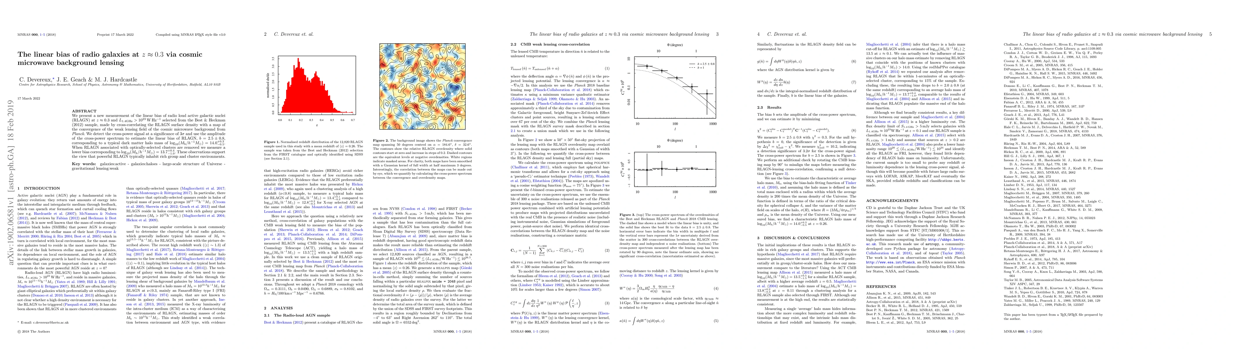 Thumbnail for The linear bias of radio galaxies at z~0.3 via cosmic microwave
  background lensing