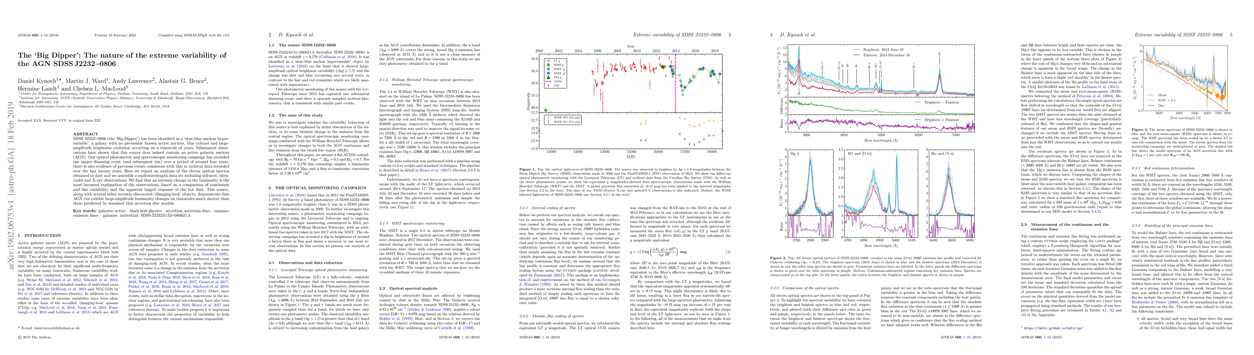 Thumbnail for The 'Big Dipper': The nature of the extreme variability of the AGN SDSS
  J2232-0806