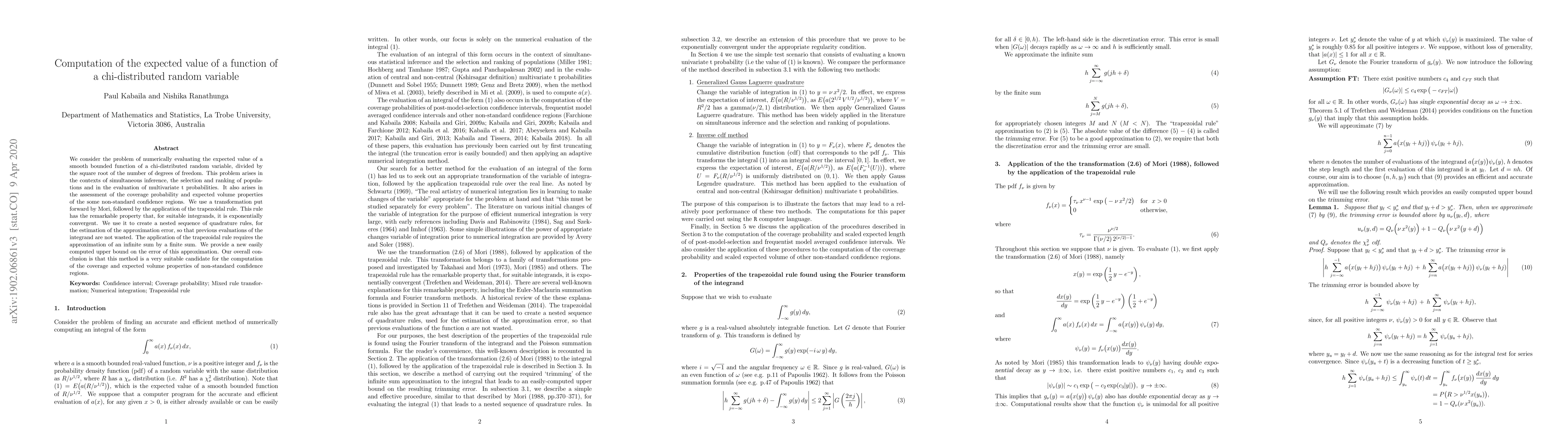 Thumbnail for Computation of the expected value of a function of a chi-distributed
  random variable