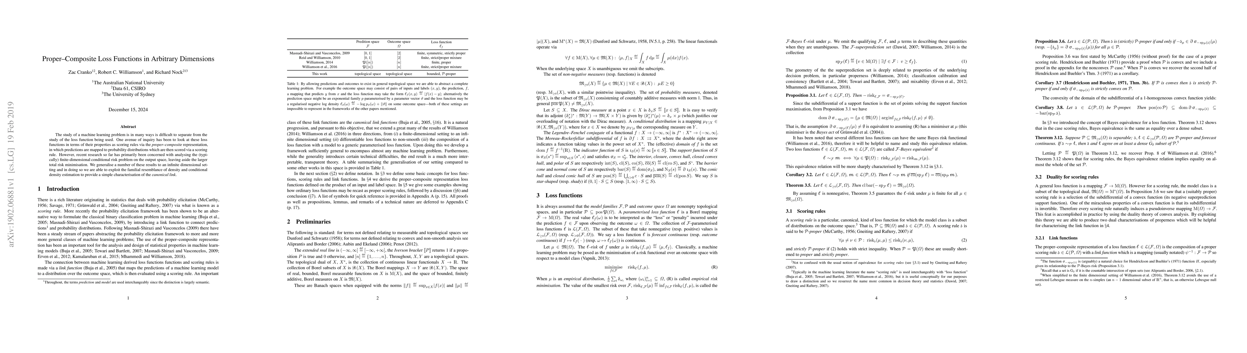 Thumbnail for Proper-Composite Loss Functions in Arbitrary Dimensions