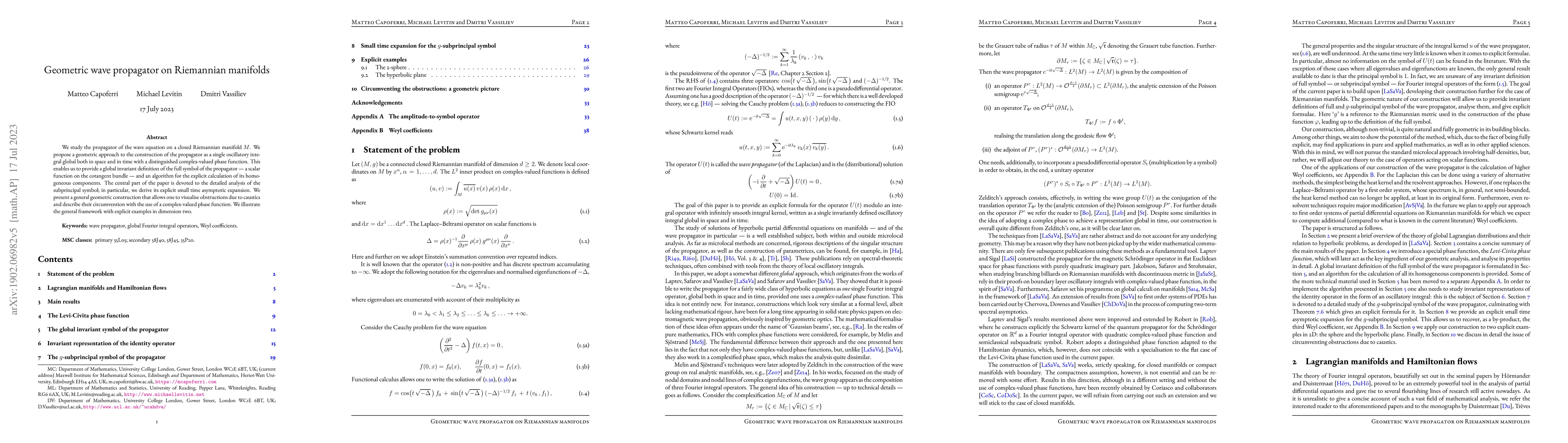 Thumbnail for Geometric wave propagator on Riemannian manifolds