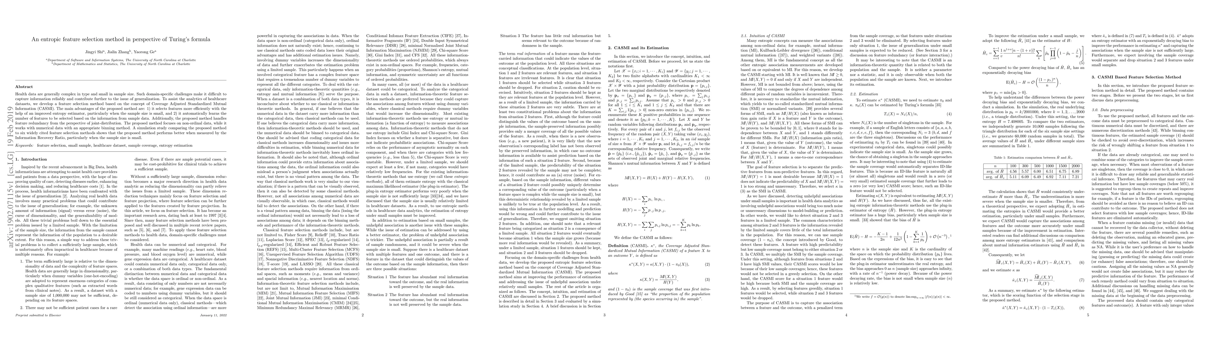 Thumbnail for An entropic feature selection method in perspective of Turing formula