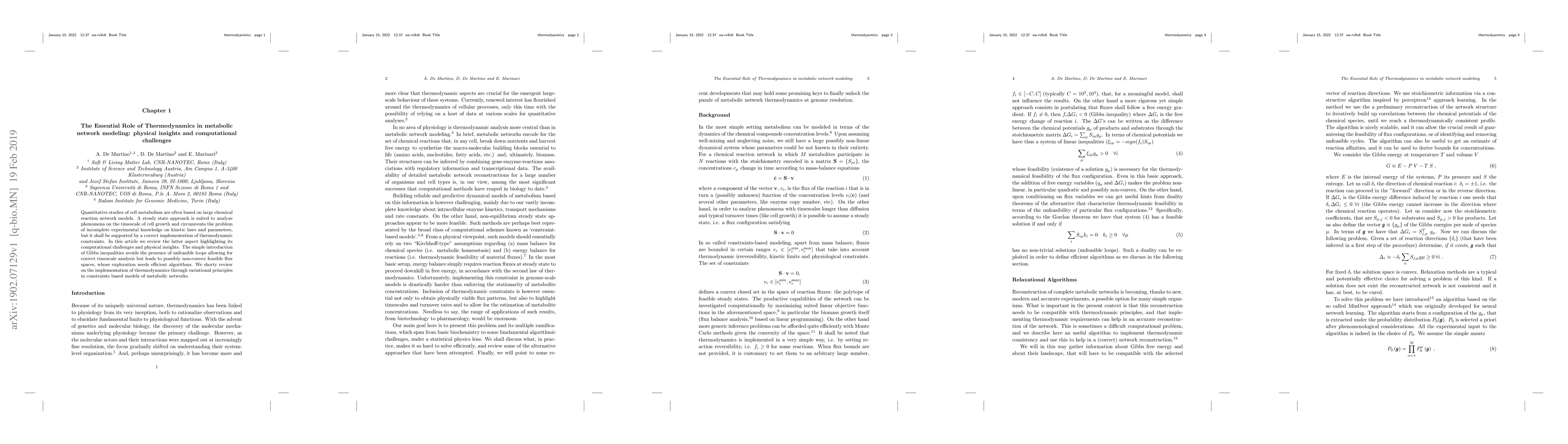 Thumbnail for The Essential Role of Thermodynamics in metabolic network modeling:
  physical insights and computational challenges