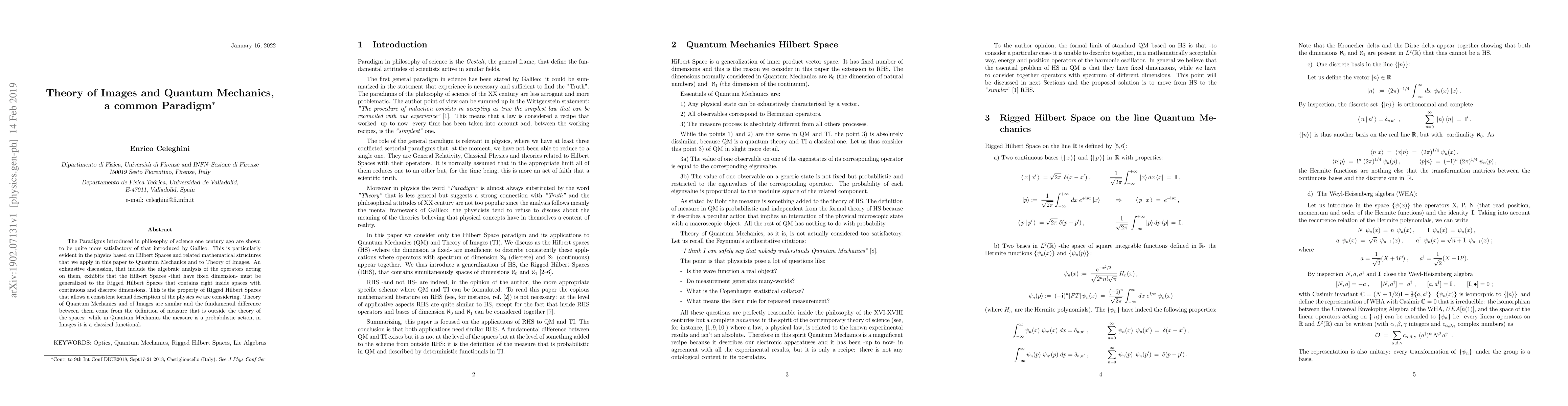 Thumbnail for Theory of Images and Quantum Mechanics, a common Paradigm