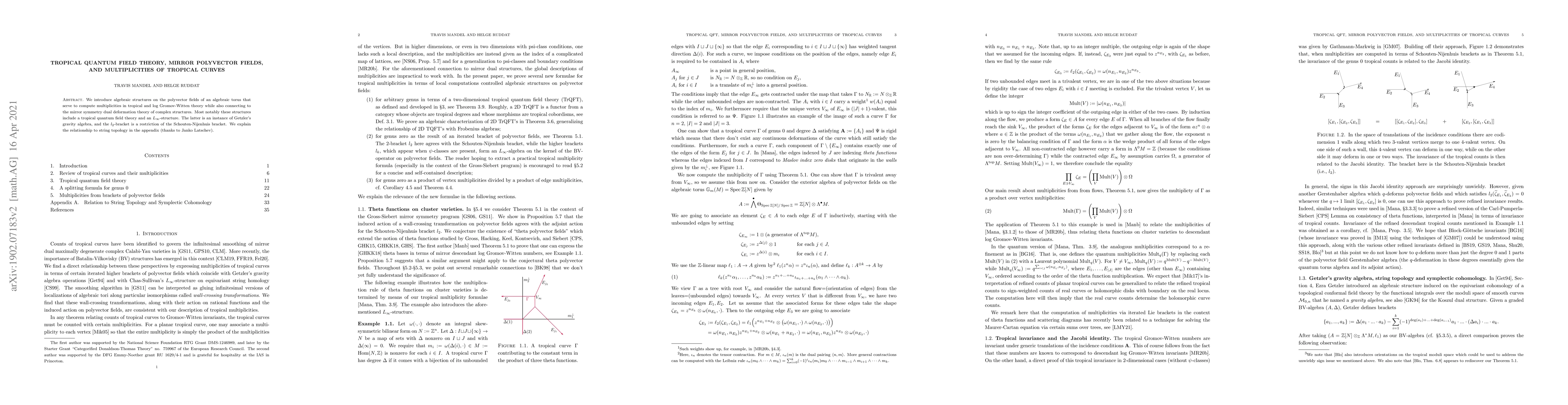 Thumbnail for Tropical quantum field theory, mirror polyvector fields, and
  multiplicities of tropical curves