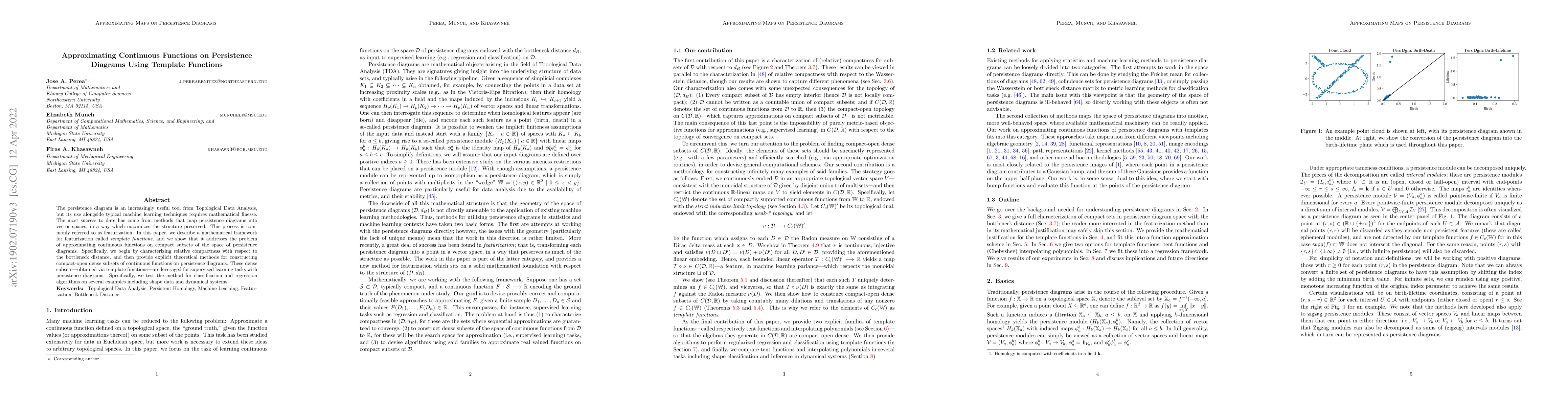 Thumbnail for Approximating Continuous Functions on Persistence Diagrams Using
  Template Functions