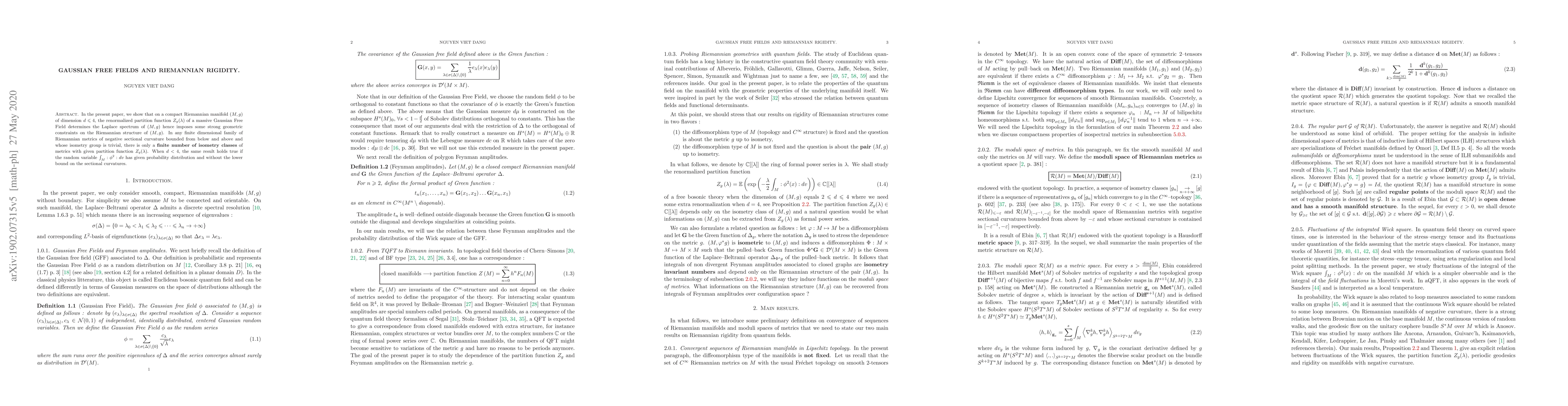 Thumbnail for Wick squares of the Gaussian Free Field and Riemannian rigidity