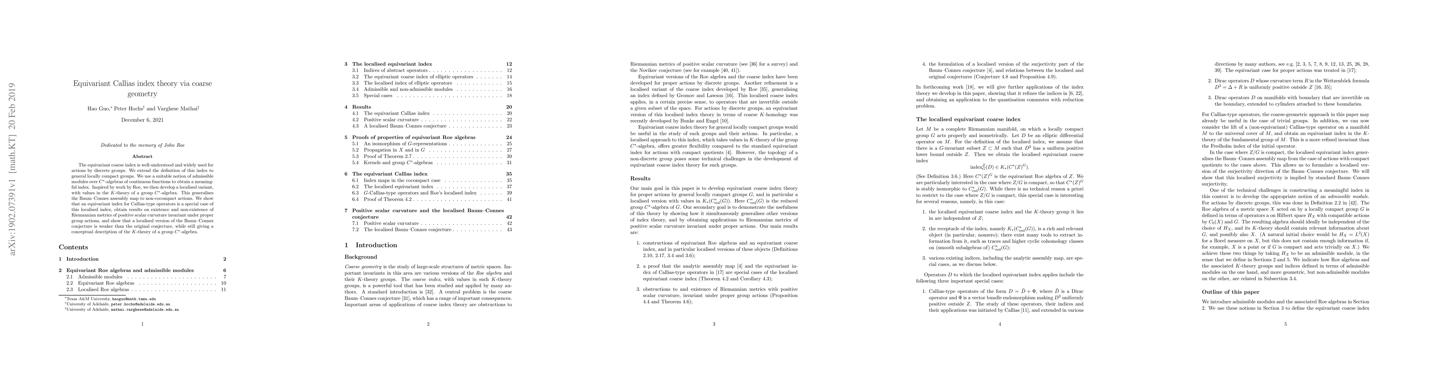 Thumbnail for Equivariant Callias index theory via coarse geometry
