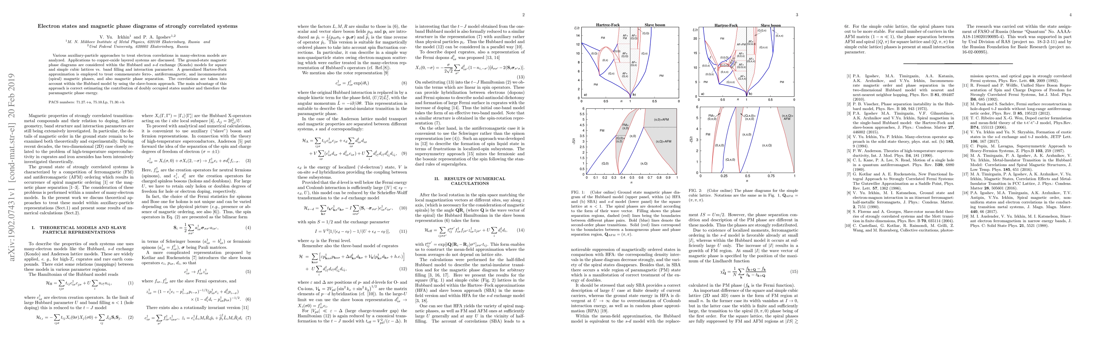 Thumbnail for Electron states and magnetic phase diagrams of strongly correlated
  systems
