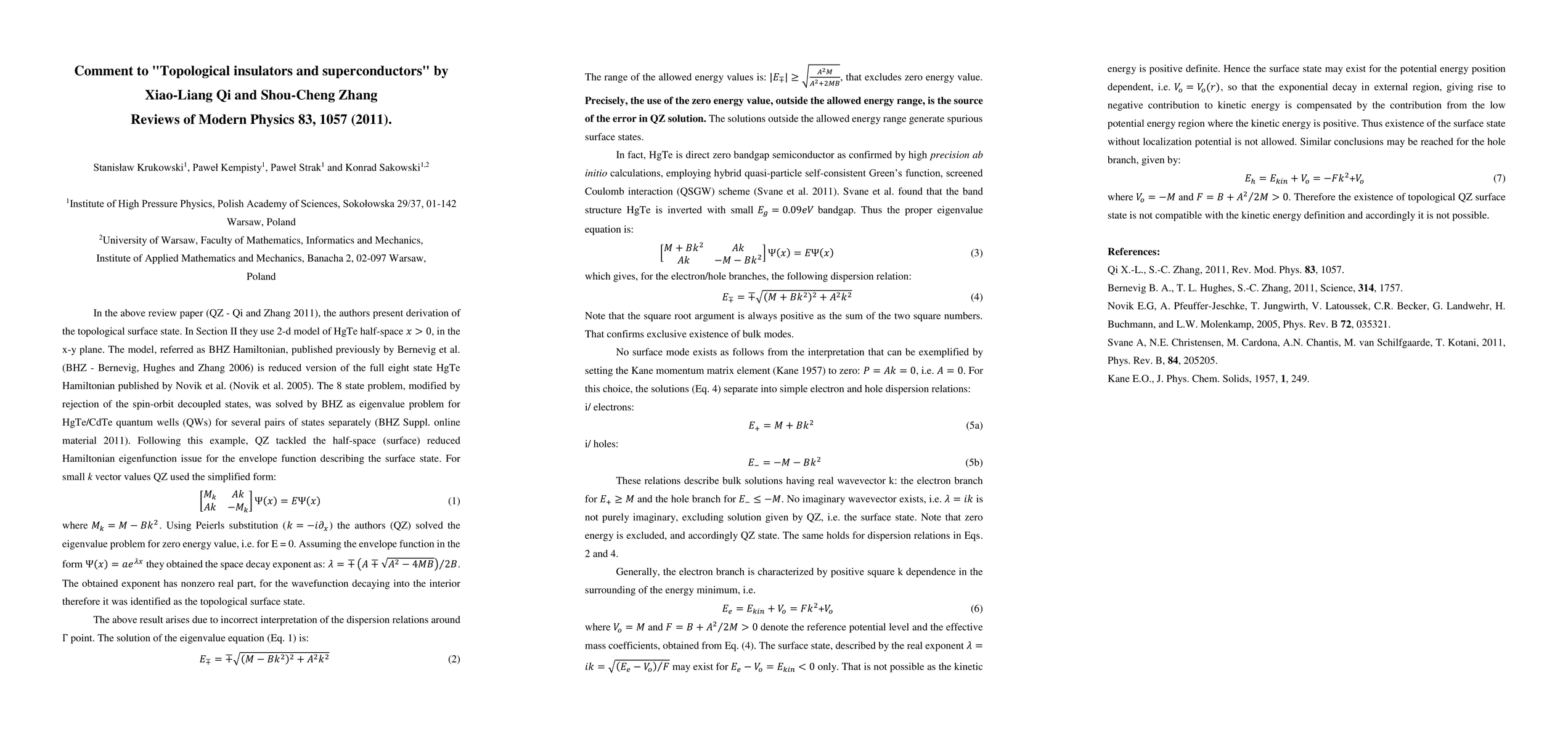 Thumbnail for Comment to "Topological insulators and superconductors" by Xiao-Liang Qi
  and Shou-Cheng Zhang Reviews of Modern Physics 83, 1057 (2011)