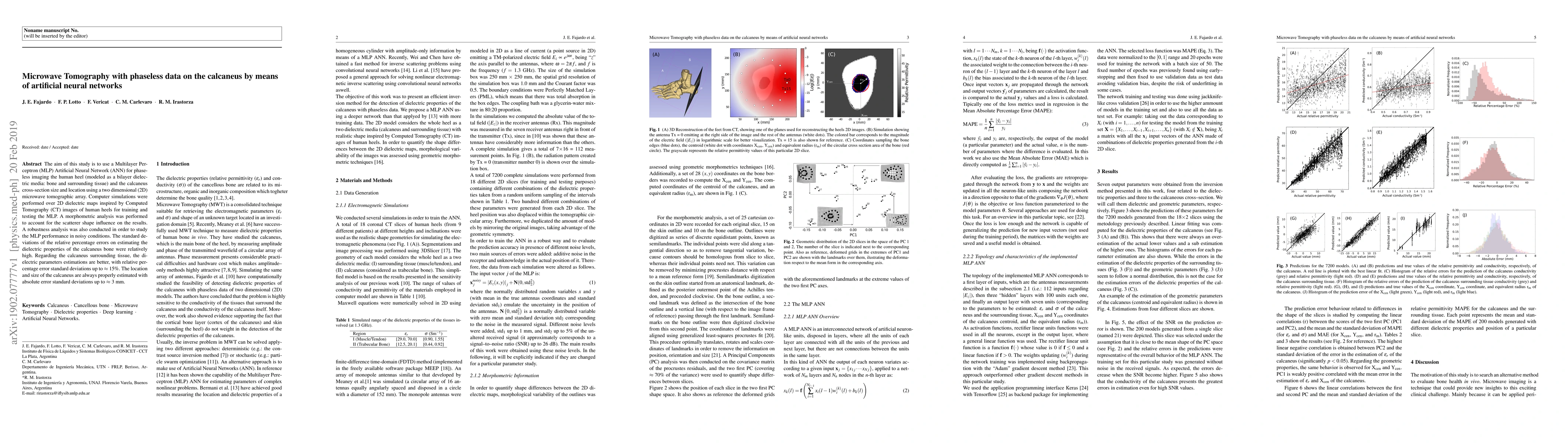 Thumbnail for Microwave Tomography with phaseless data on the calcaneus by means of
  artificial neural networks