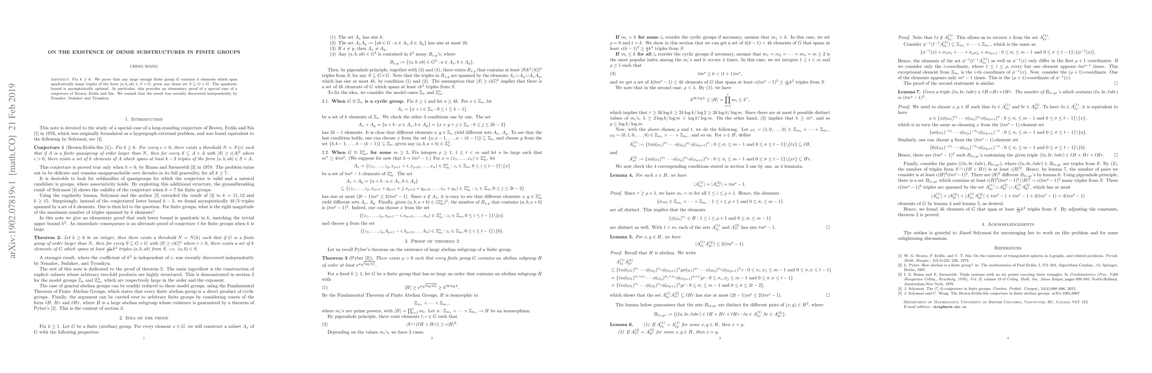 Thumbnail for On the existence of dense substructures in finite groups