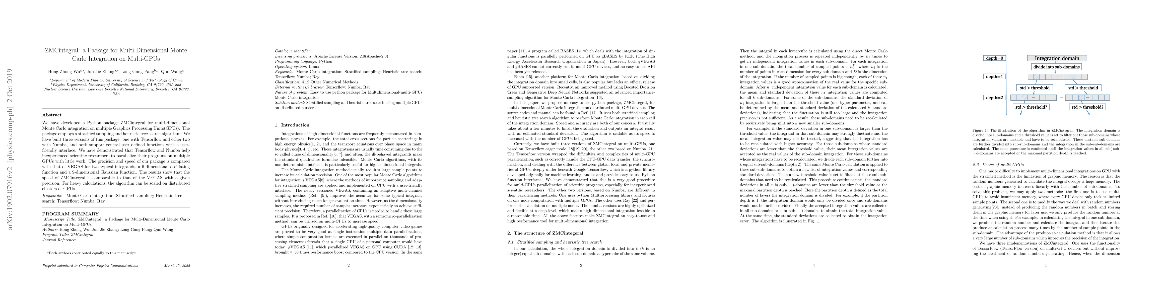 Thumbnail for ZMCintegral: a Package for Multi-Dimensional Monte Carlo Integration on
  Multi-GPUs
