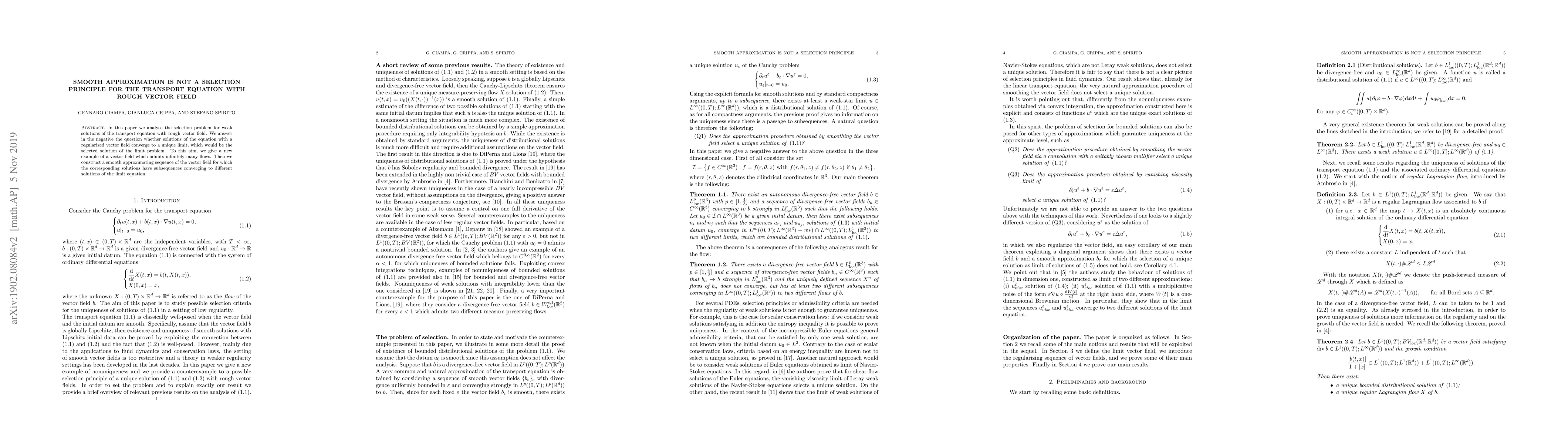 Thumbnail for Smooth approximation is not a selection principle for the transport
  equation with rough vector field