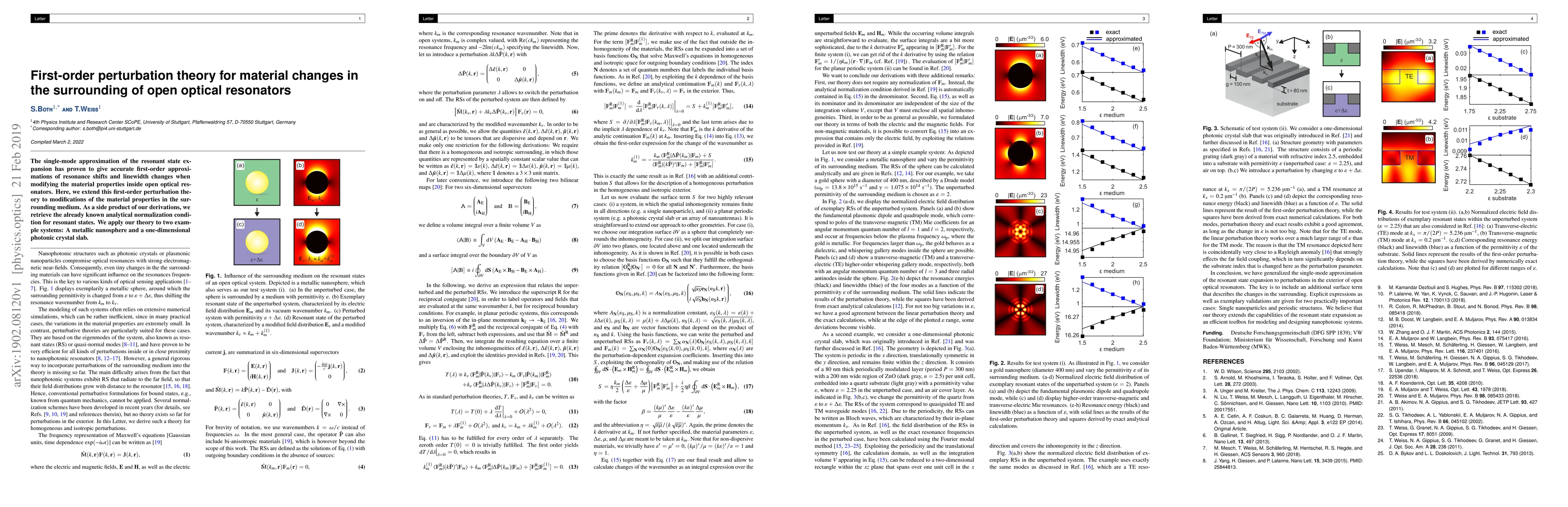 Thumbnail for First-order perturbation theory for material changes in the surrounding
  of open optical resonators
