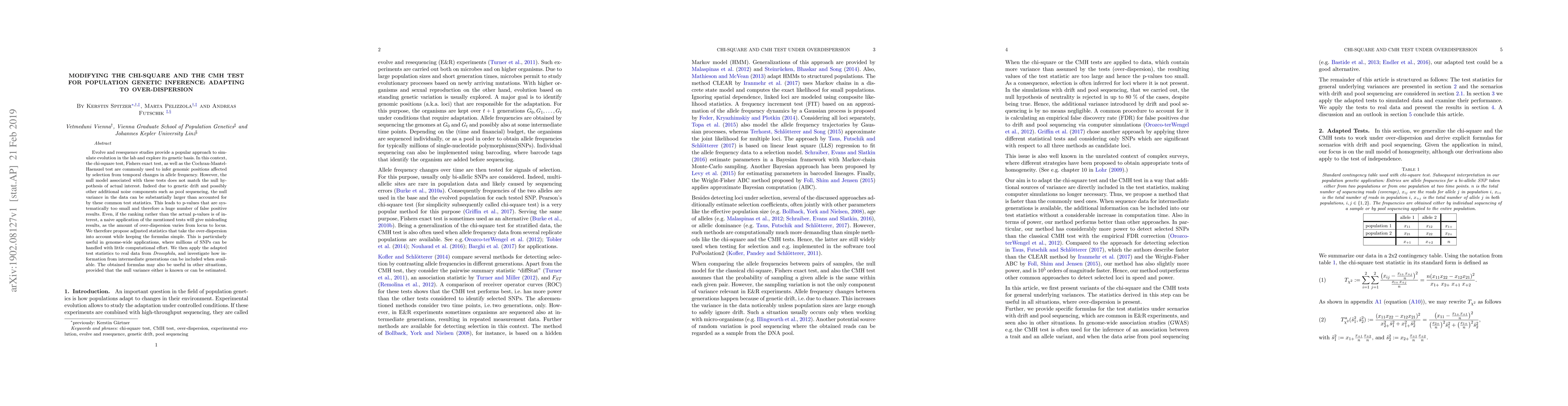 Thumbnail for Modifying the Chi-square and the CMH test for population genetic
  inference: adapting to over-dispersion