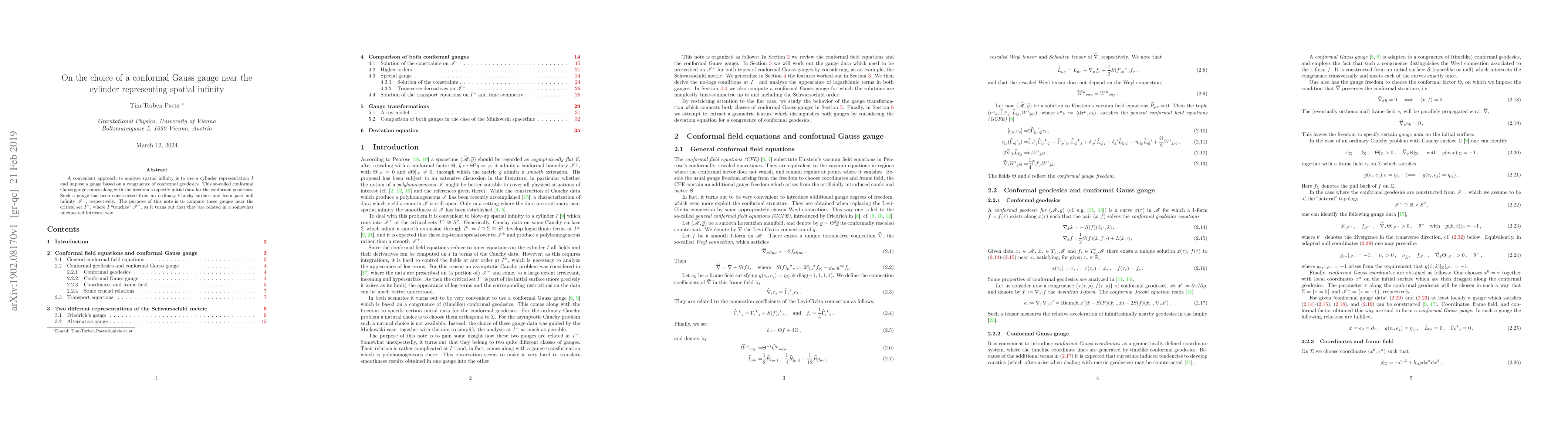 Thumbnail for On the choice of a conformal Gauss gauge near the cylinder representing
  spatial infinity
