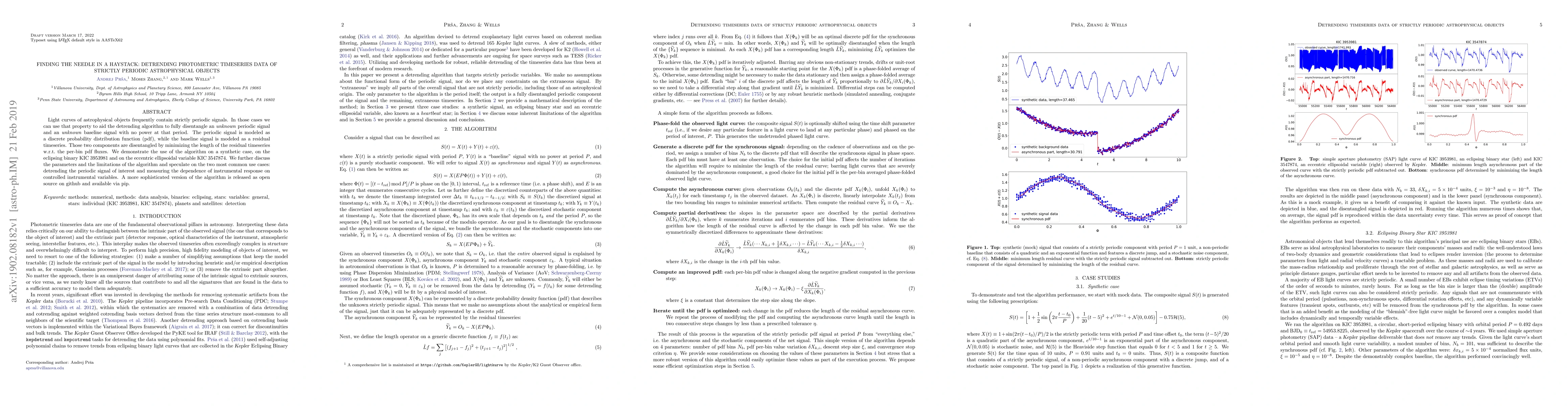 Thumbnail for Finding the Needle in a Haystack: Detrending Photometric Timeseries Data
  of Strictly Periodic Astrophysical Objects