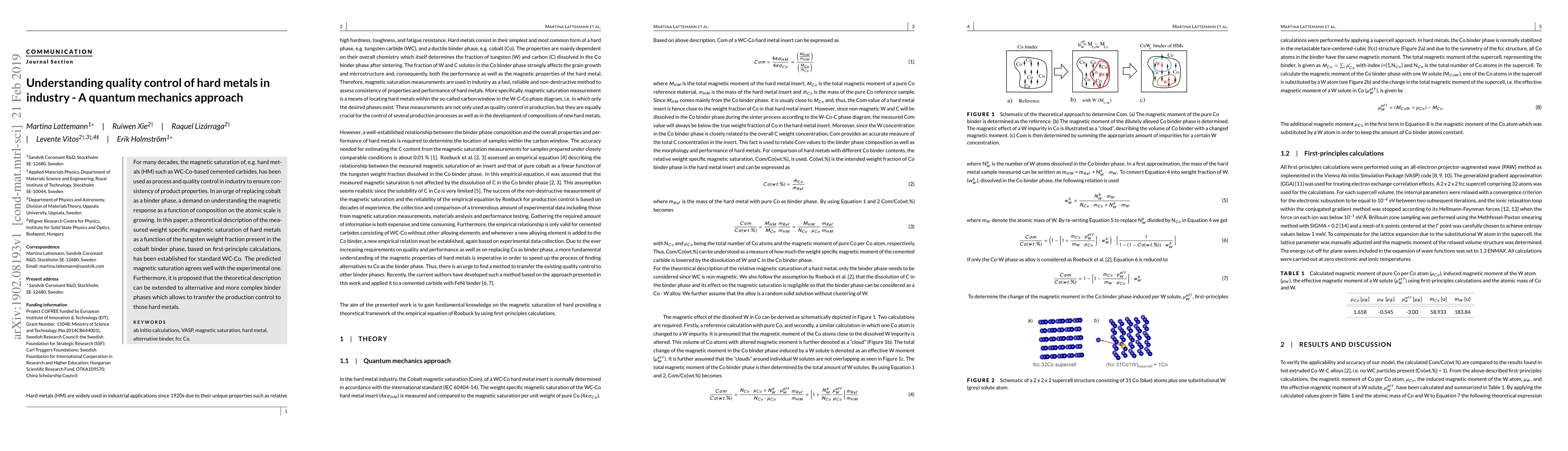 Thumbnail for Understanding quality control of hard metals in industry -- A quantum
  mechanics approach