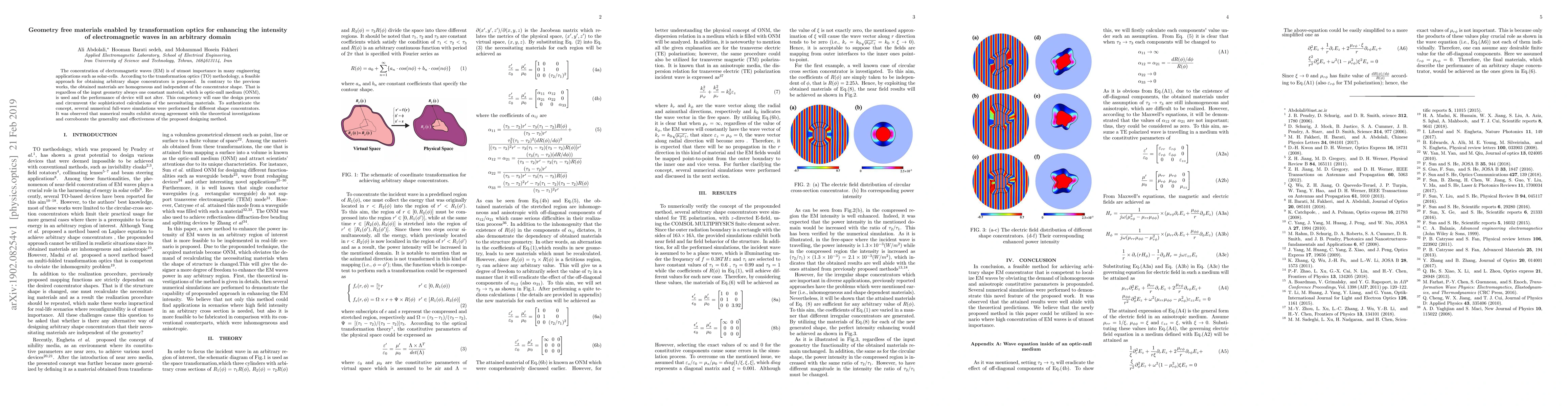 Thumbnail for Geometry free materials enabled by transformation optics for enhancing
  the intensity of electromagnetic waves in an arbitrary domain