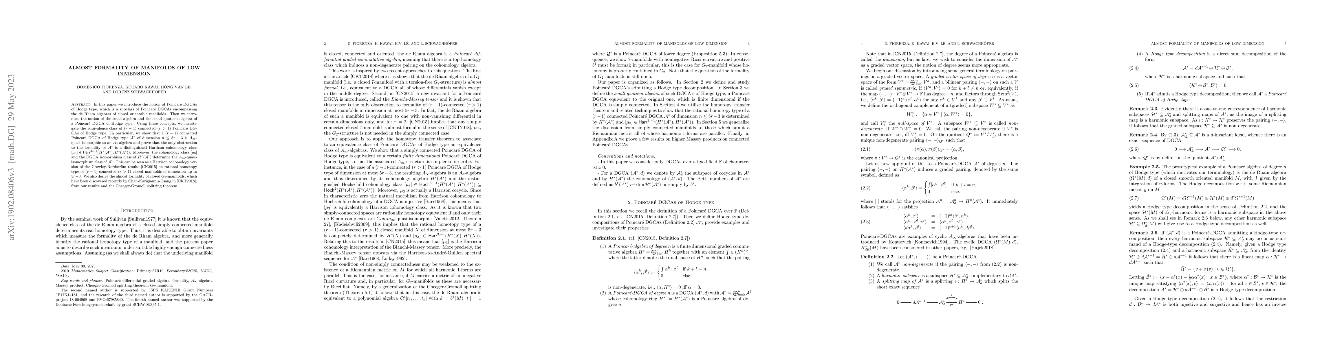Thumbnail for Almost formality of manifolds of low dimension