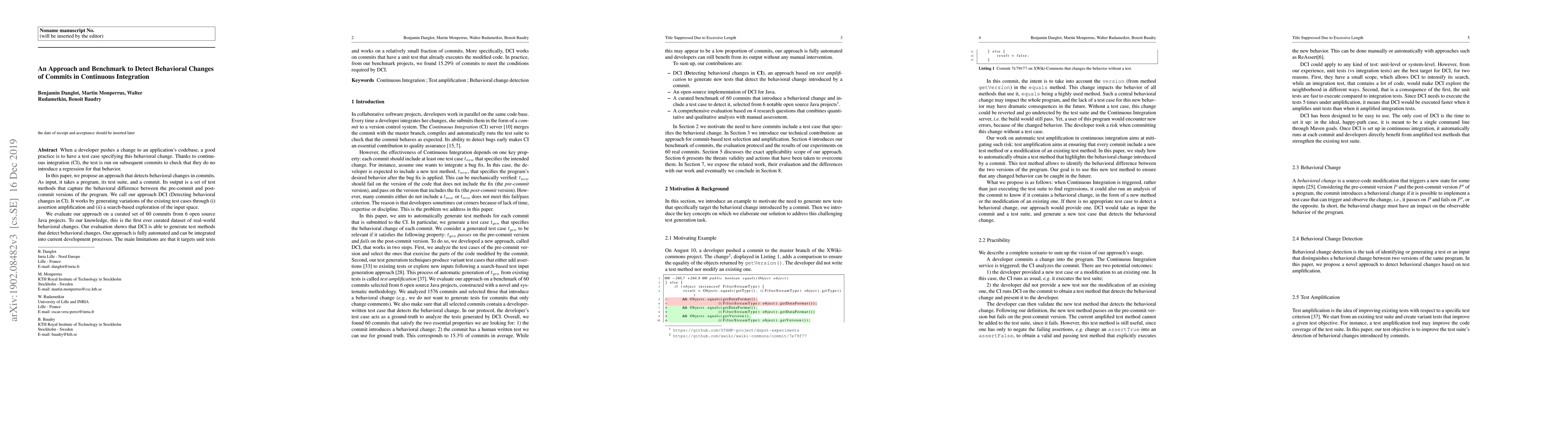 Thumbnail for An Approach and Benchmark to Detect Behavioral Changes of Commits in
  Continuous Integration