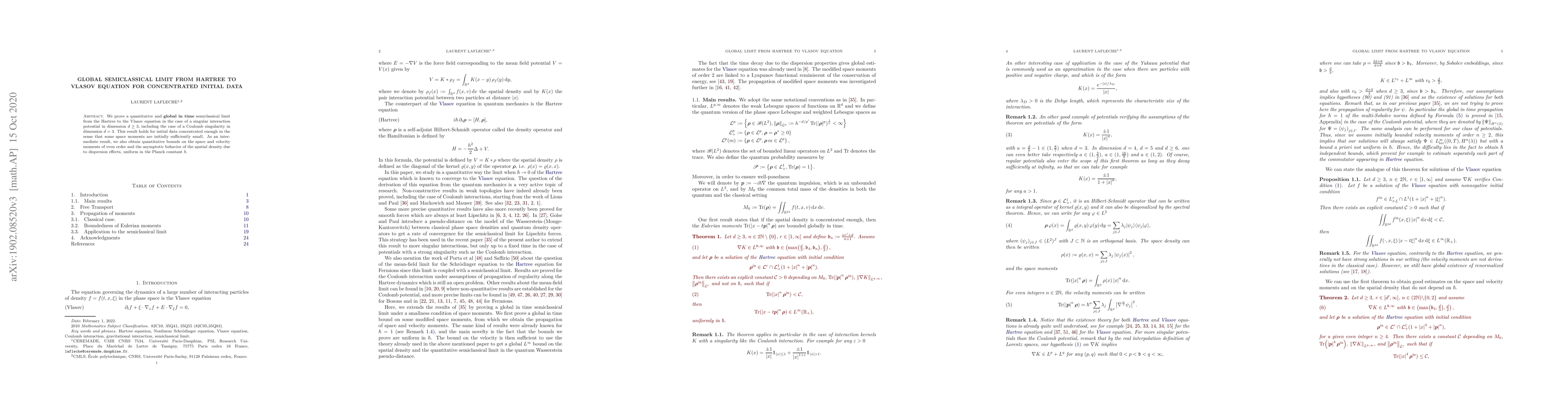 Thumbnail for Global Semiclassical Limit from Hartree to Vlasov Equation for
  Concentrated Initial Data