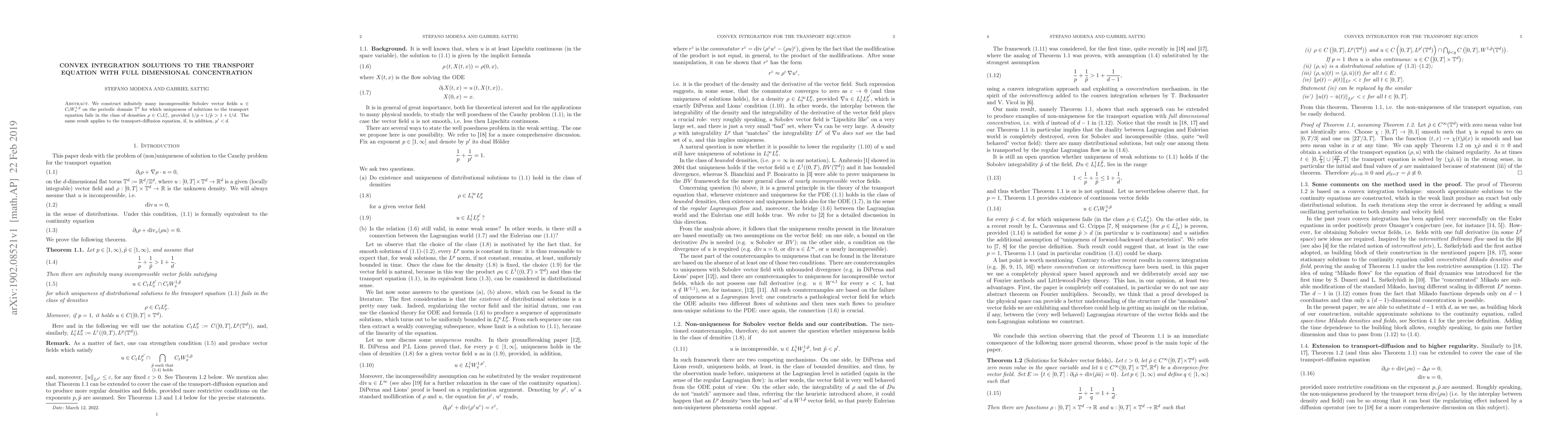 Thumbnail for Convex integration solutions to the transport equation with full
  dimensional concentration