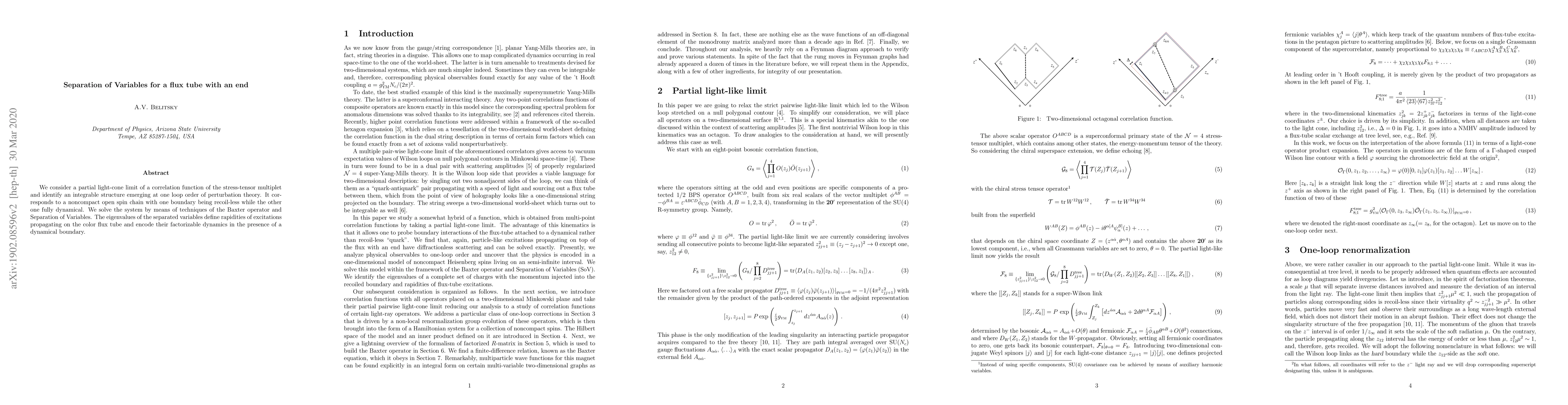 Thumbnail for Separation of Variables for a flux tube with an end