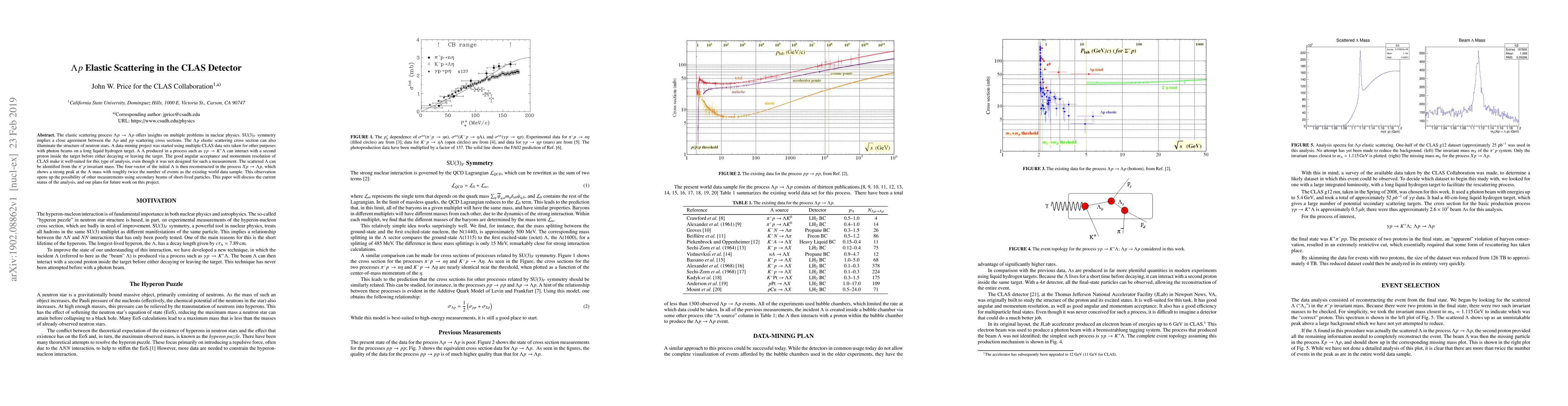 Thumbnail for $\Lambda p$ Elastic Scattering in the CLAS Detector