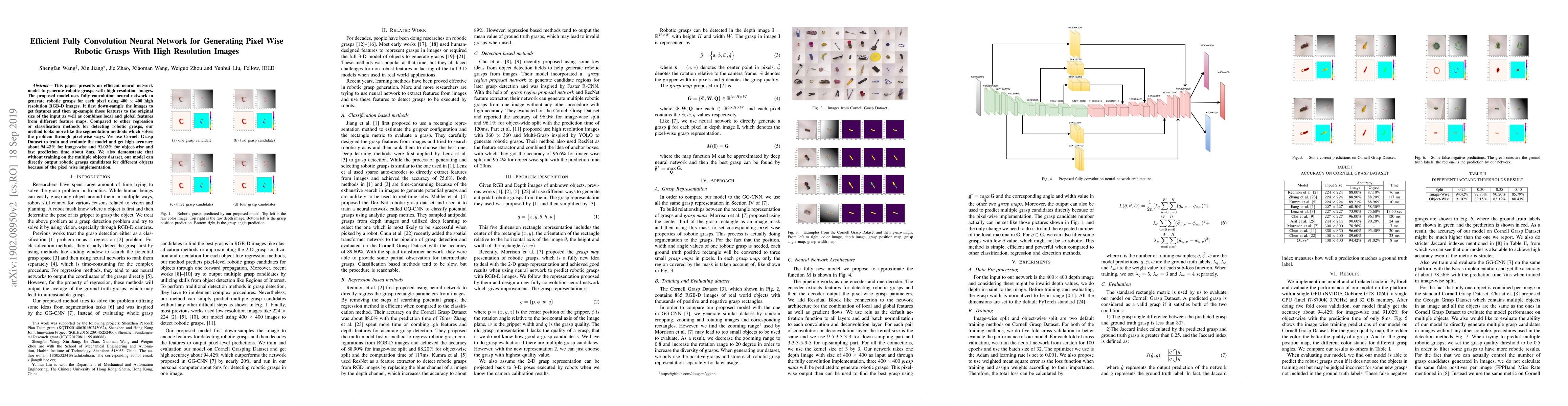 Thumbnail for Efficient Fully Convolution Neural Network for Generating Pixel Wise
  Robotic Grasps With High Resolution Images