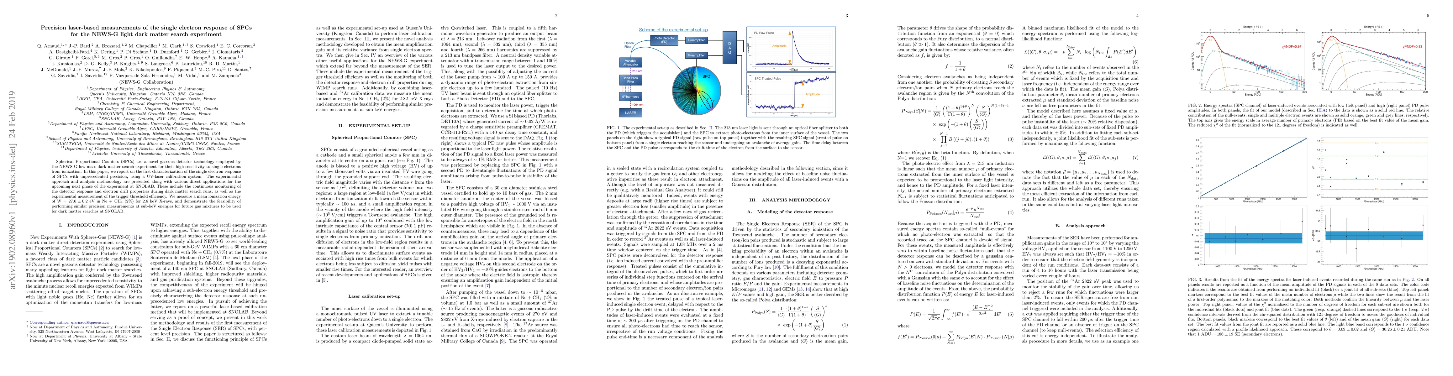 Thumbnail for Precision laser-based measurements of the single electron response of
  SPCs for the NEWS-G light dark matter search experiment