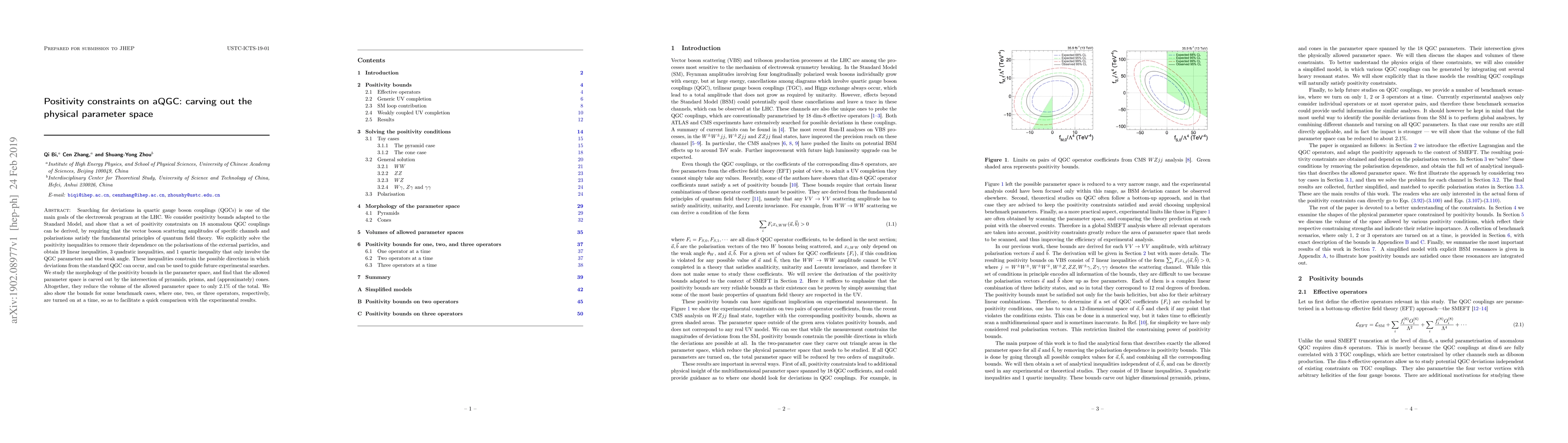 Thumbnail for Positivity constraints on aQGC: carving out the physical parameter space