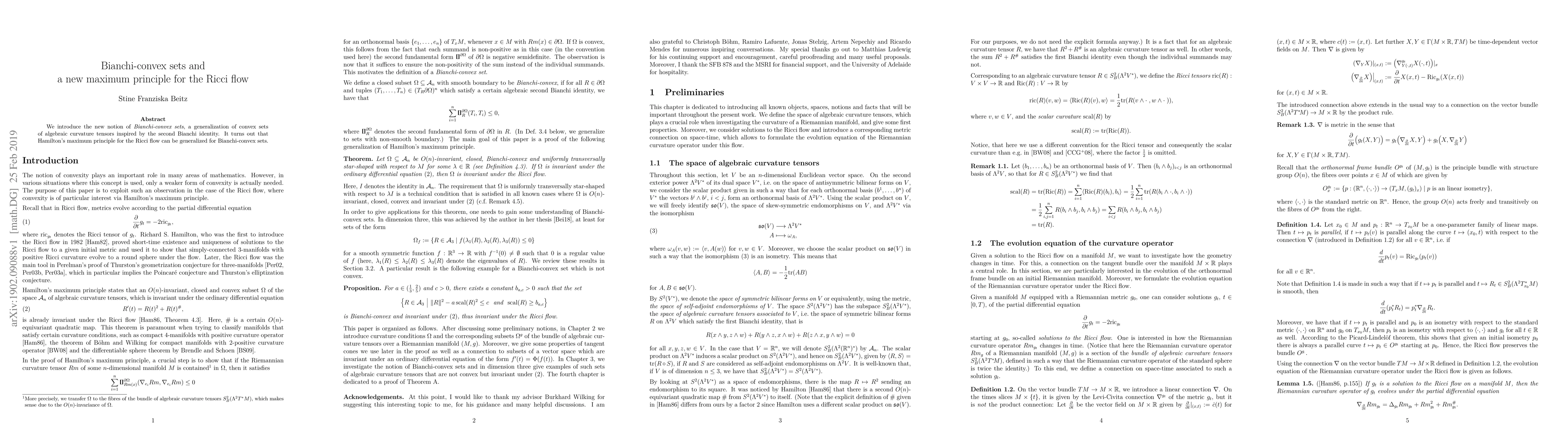 Thumbnail for Bianchi-convex sets and a new maximum principle for the Ricci flow