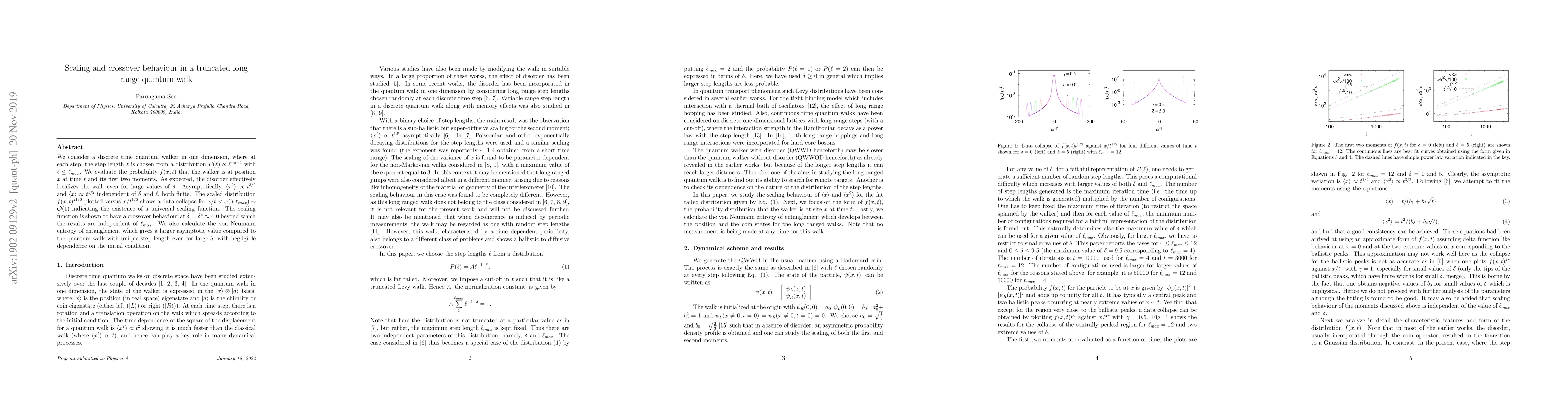 Thumbnail for Scaling and crossover behaviour in a truncated long range quantum walk