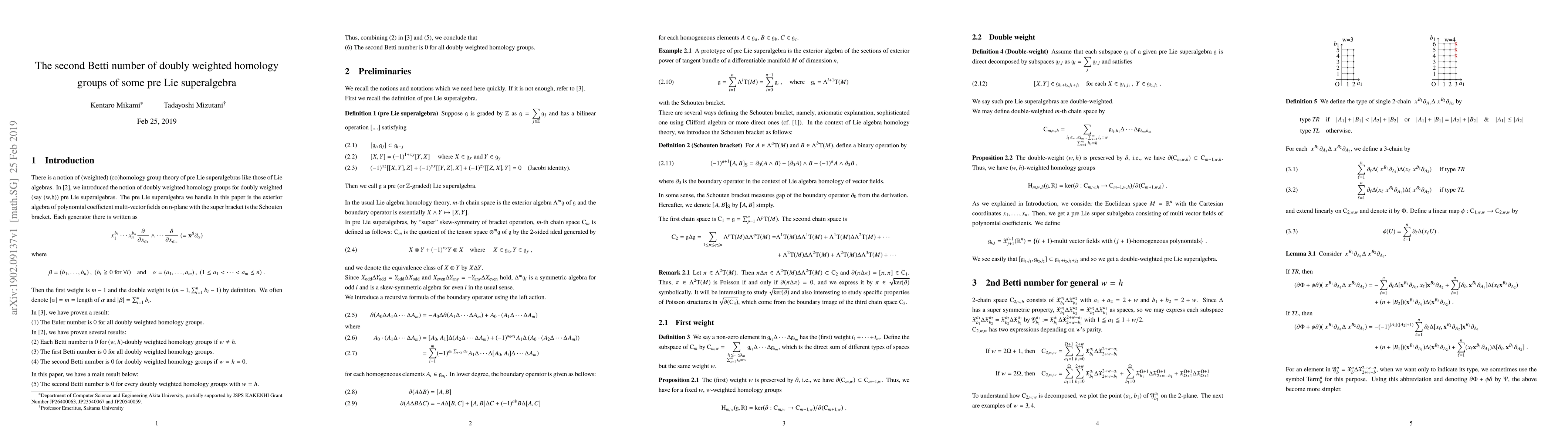 Thumbnail for The second Betti number of doubly weighted homology groups of some pre
  Lie superalgebra