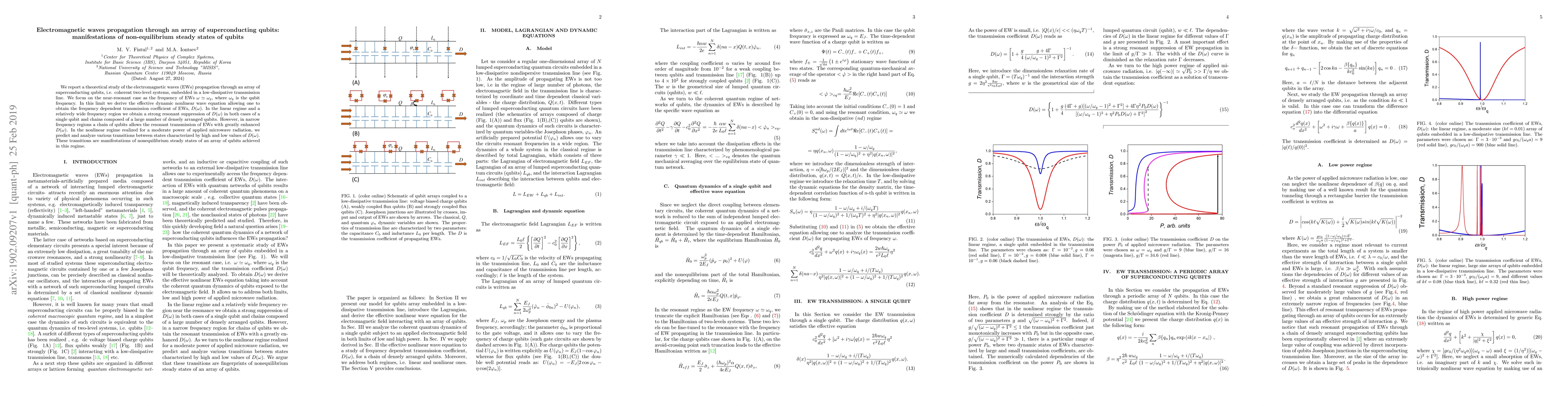Thumbnail for Electromagnetic waves propagation through an array of superconducting
  qubits: manifestations of non-equilibrium steady states of qubits