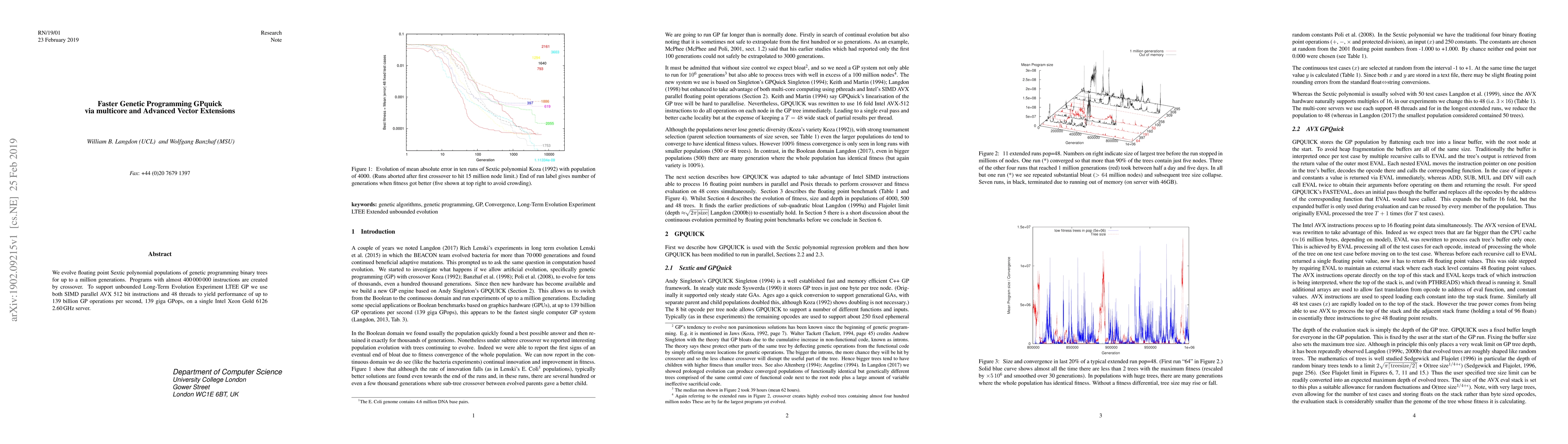 Thumbnail for Faster Genetic Programming GPquick via multicore and Advanced Vector
  Extensions