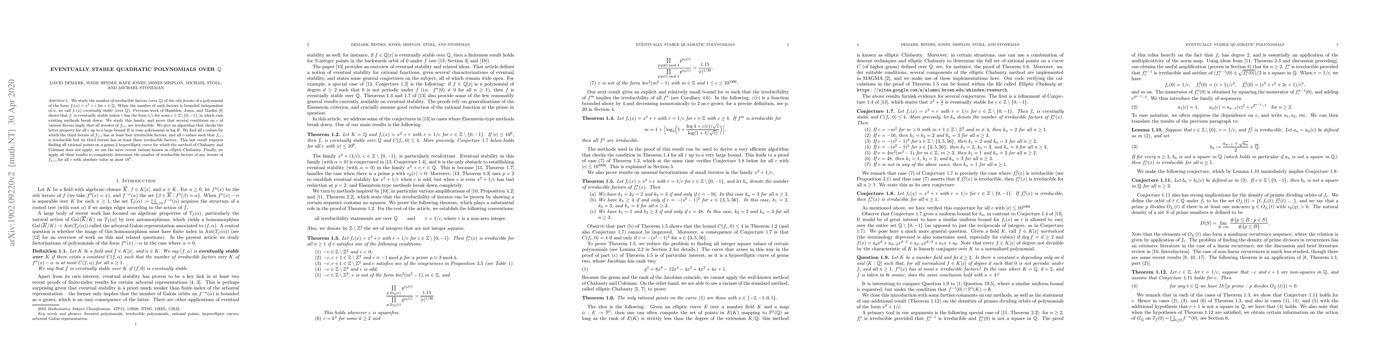 Thumbnail for Eventually stable quadratic polynomials over $\mathbb{Q}$