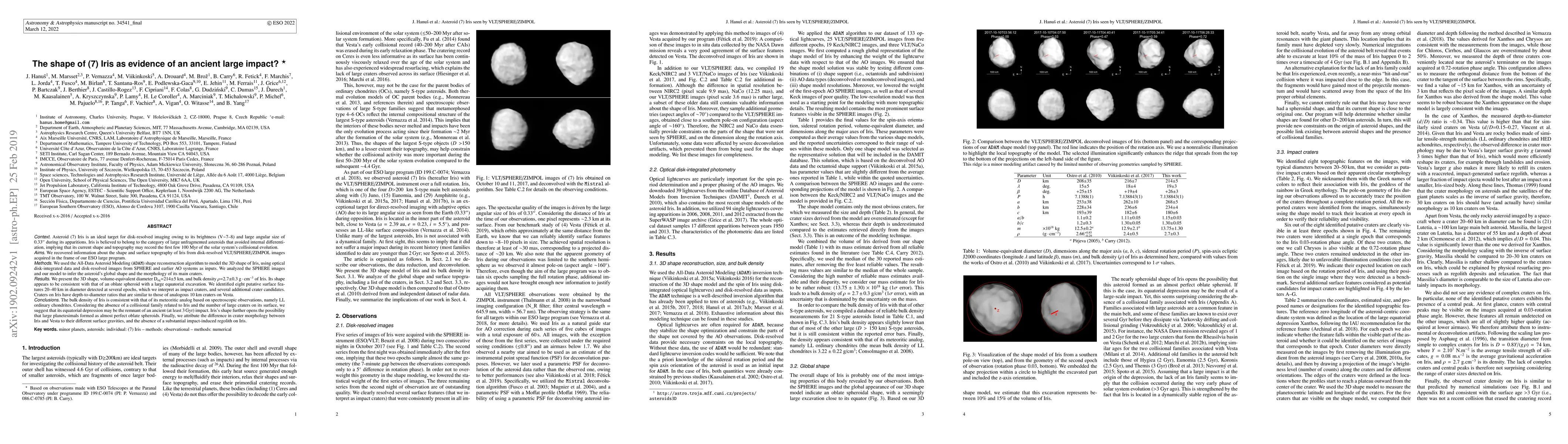 Thumbnail for The shape of (7) Iris as evidence of an ancient large impact?