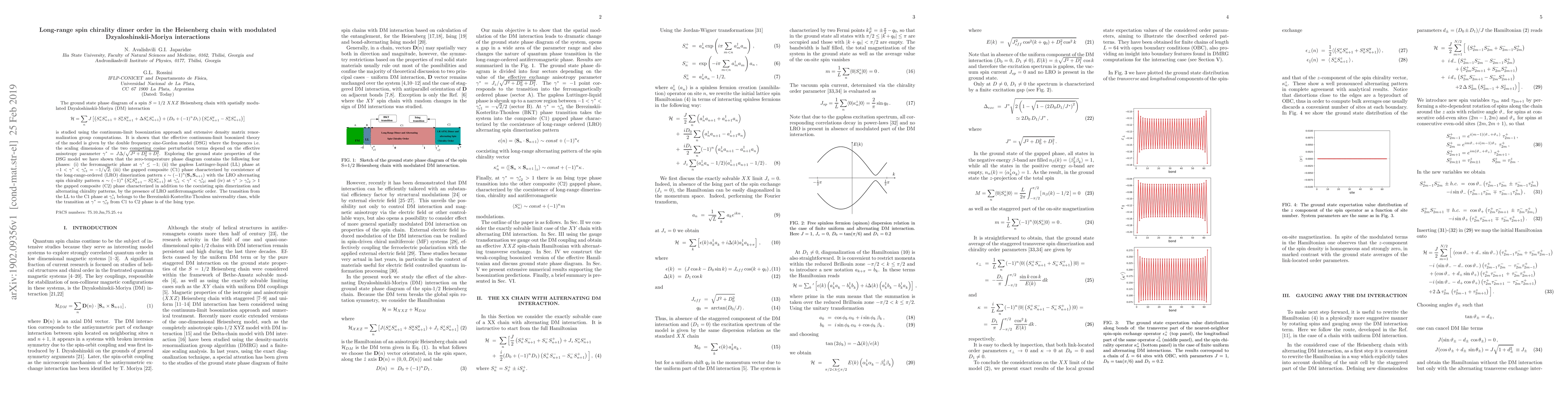 Thumbnail for Long-range spin chirality dimer order in the Heisenberg chain with
  modulated Dzyaloshinskii-Moriya interactions