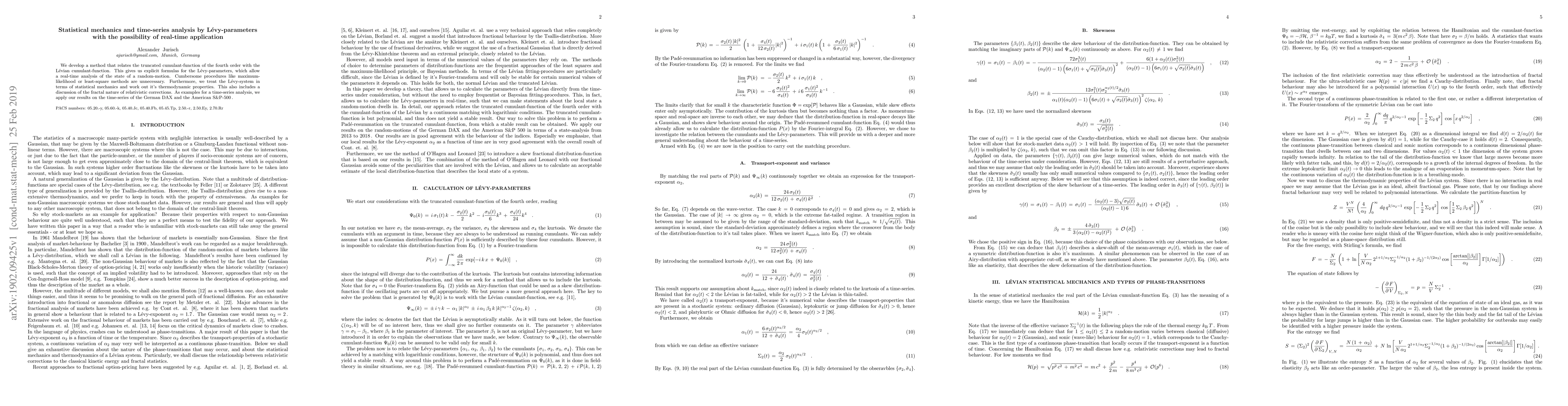Thumbnail for Statistical mechanics and time-series analysis by L\'evy-parameters with
  the possibility of real-time application